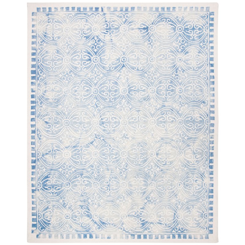 Safavieh Dip Dye 8' x 10' Hand Tufted Wool Rug in Blue and Ivory