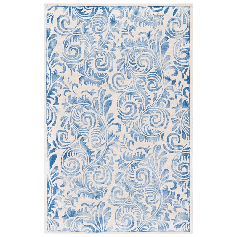 Safavieh Dip Dye 4' x 6' Hand Tufted Wool Rug in Blue and Ivory
