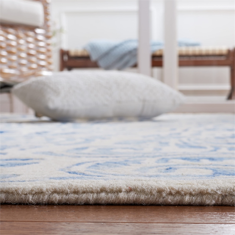 Safavieh Dip Dye 7' Square Hand Tufted Wool Rug in Blue and Ivory