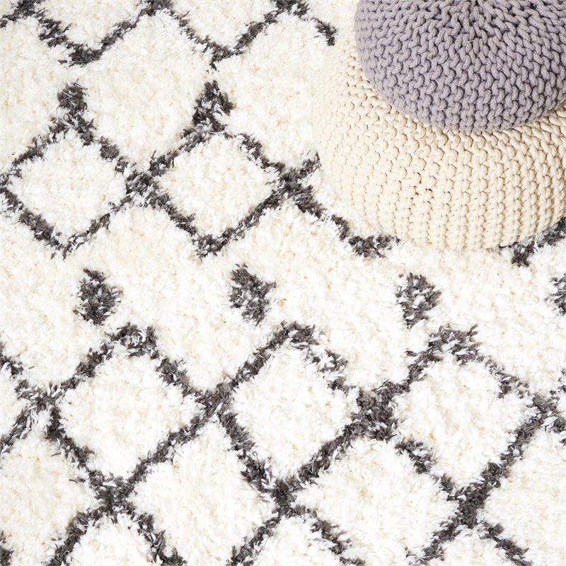 Safavieh Flokati 4' x 6' Rug in Ivory and Dark Gray
