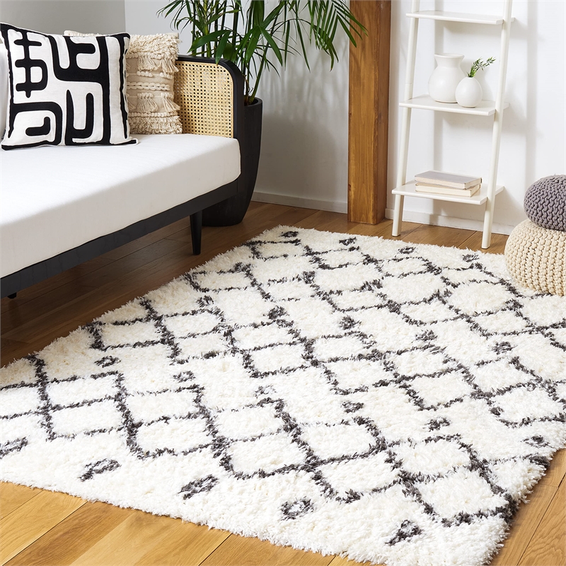 Safavieh Flokati 4' x 6' Rug in Ivory and Dark Gray