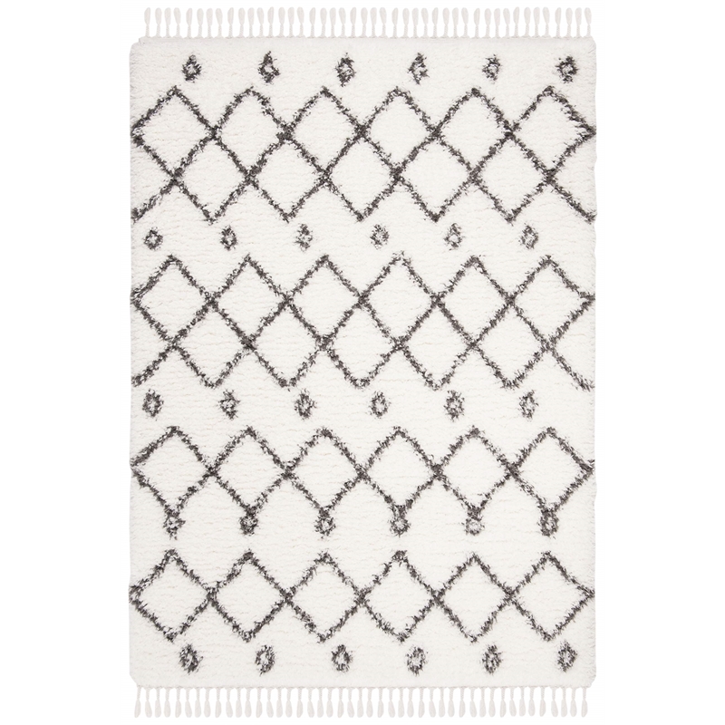 Safavieh Flokati 4' x 6' Rug in Ivory and Dark Gray