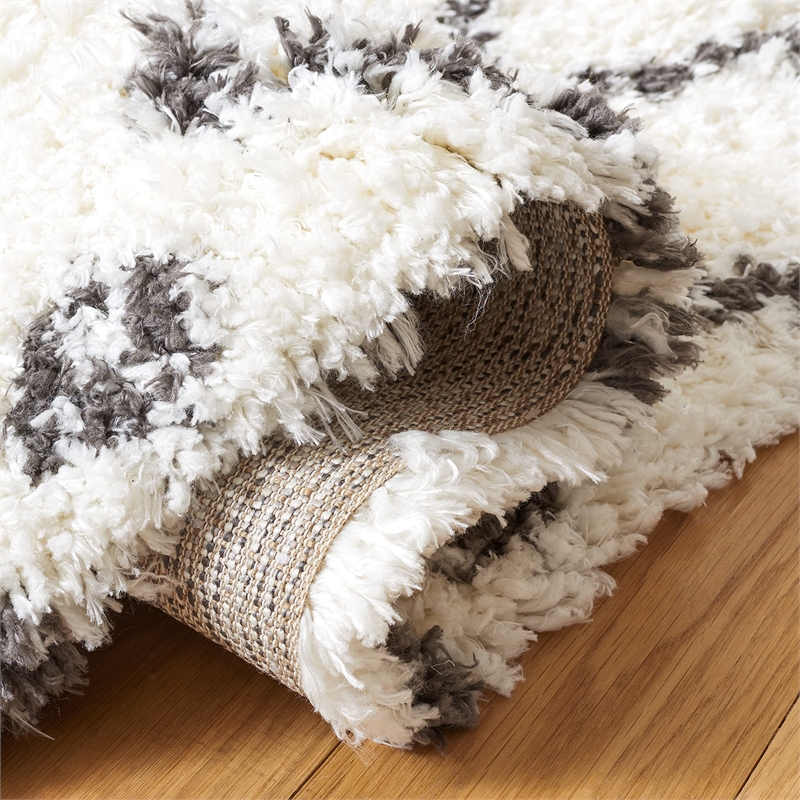 Safavieh Flokati 4' x 6' Rug in Ivory and Dark Gray