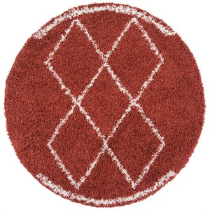 Safavieh Pro Lux 6'7&quot Round Shag Rug in Rust and Creme