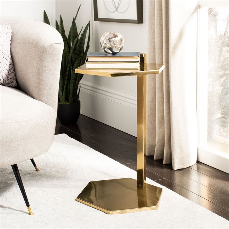 Safavieh Aurea Hexagonal Accent End Table in Gold