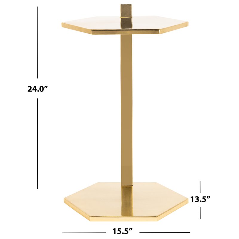 Safavieh Aurea Hexagonal Accent End Table in Gold
