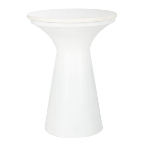 Safavieh Mila Pedestal Marble and Iron End Table in White