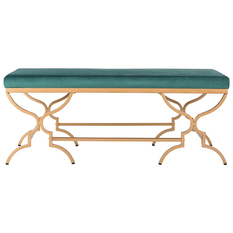 Safavieh Juliet Upholstered Bench in Emerald and Gold