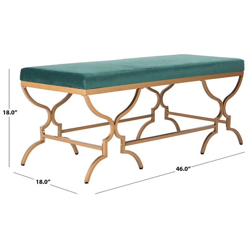 Safavieh Juliet Upholstered Bench in Emerald and Gold