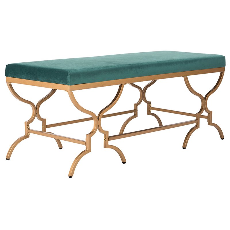 Safavieh Juliet Upholstered Bench in Emerald and Gold