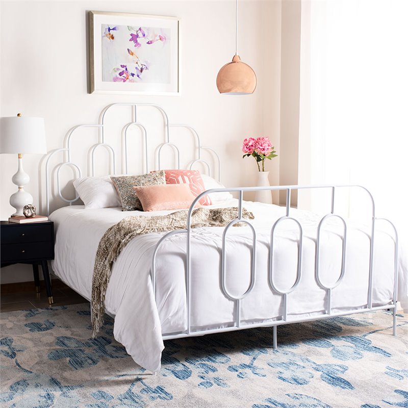 Safavieh Paloma Queen Metal Bed in White