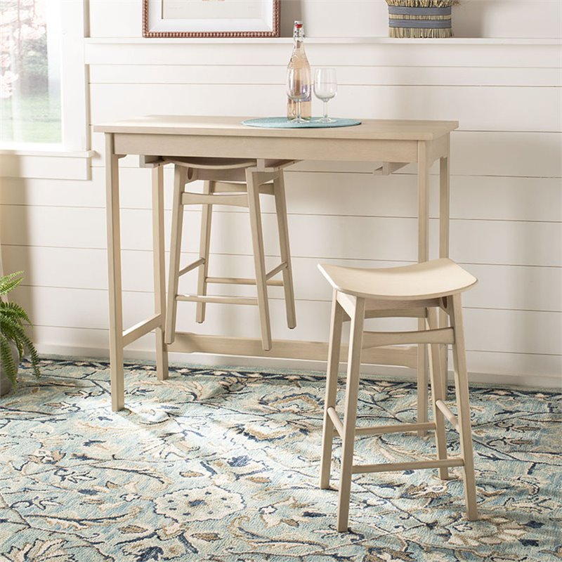 Safavieh Colbie 3 Piece Counter Height Dining Set in White Oak