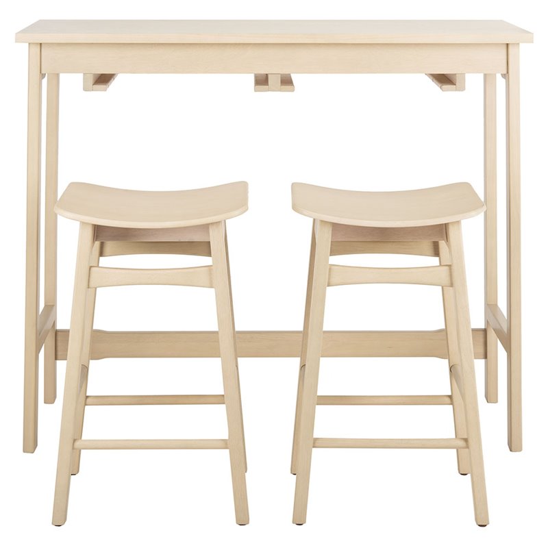 Safavieh Colbie 3 Piece Counter Height Dining Set in White Oak