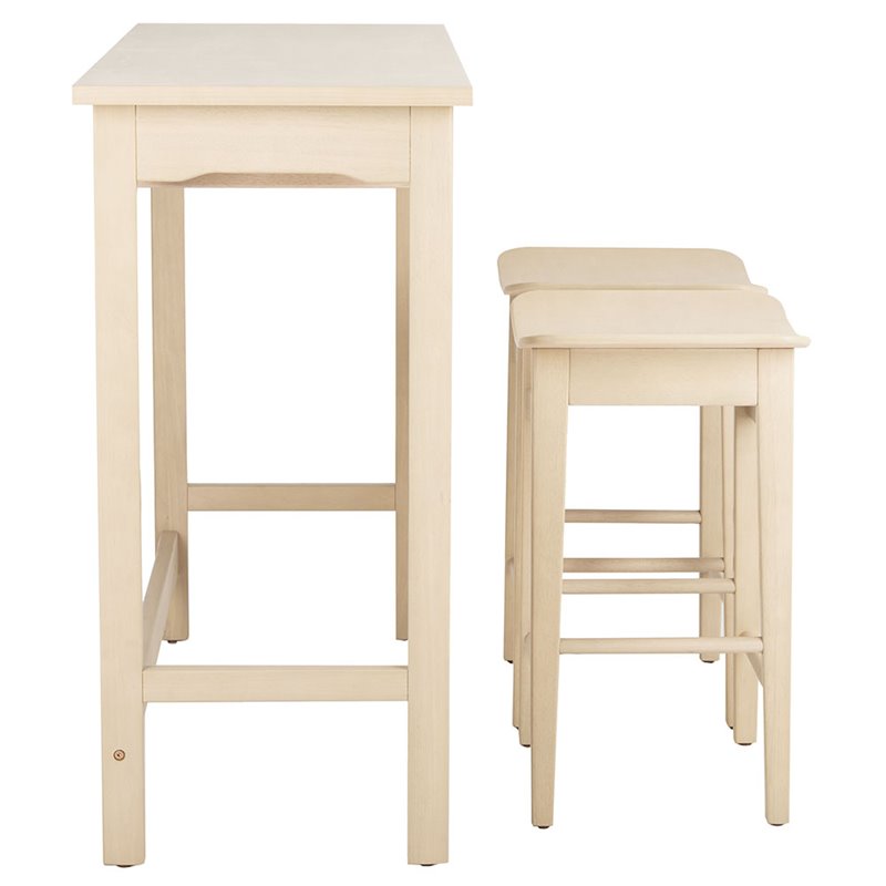 Safavieh Colbie 3 Piece Counter Height Dining Set in White Oak