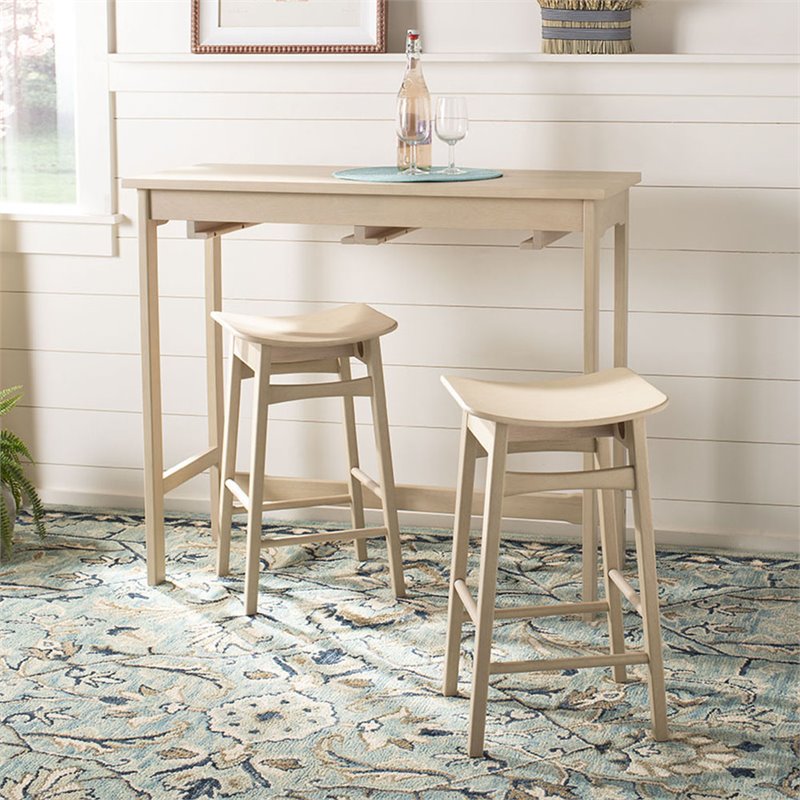 Safavieh Colbie 3 Piece Counter Height Dining Set in White Oak