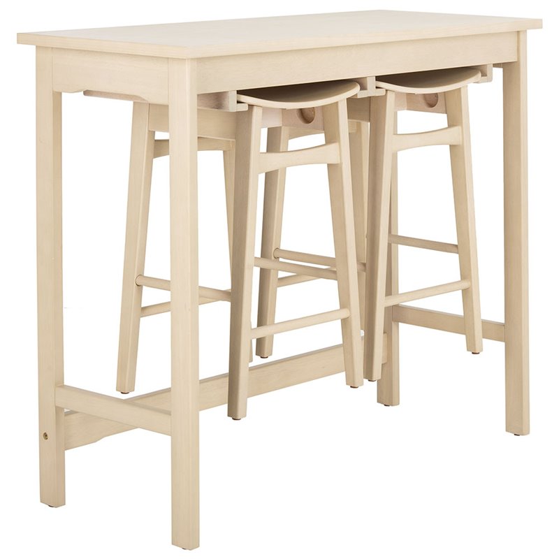 Safavieh Colbie 3 Piece Counter Height Dining Set in White Oak