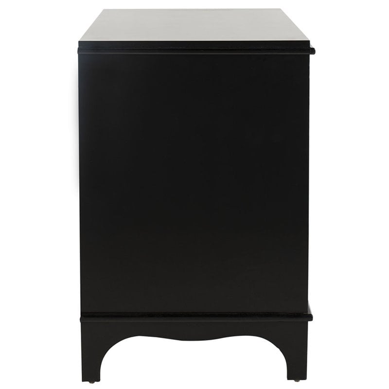 Safavieh Hannon 3-Drawers Wood Bedroom Nightstand in Black/Brass