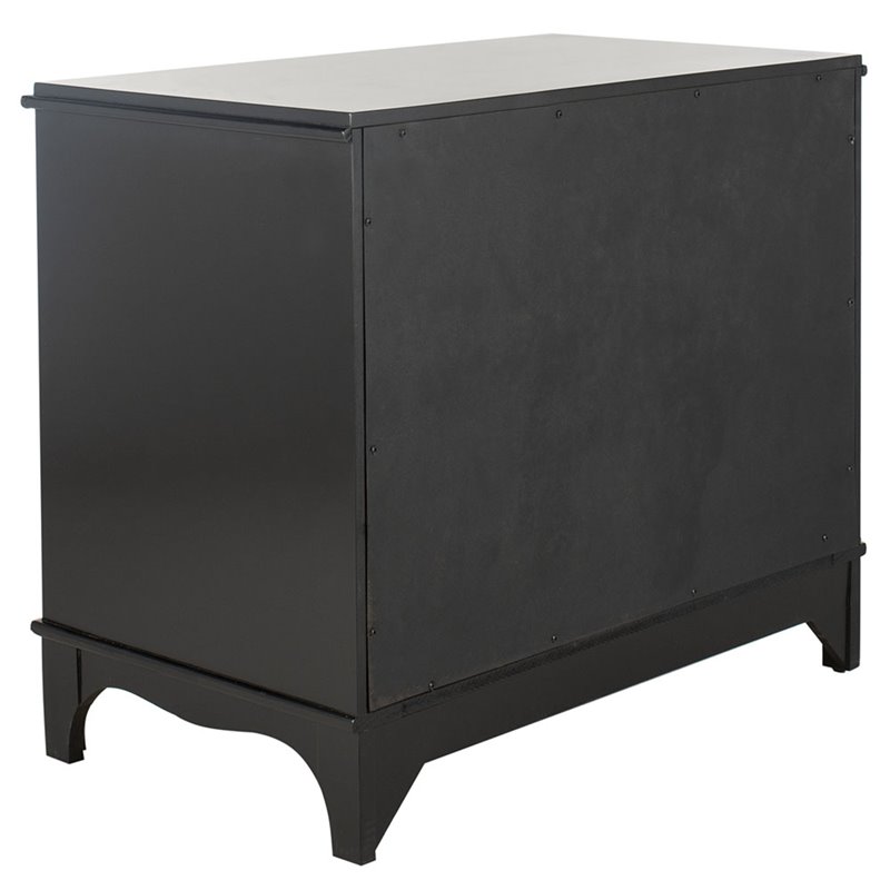 Safavieh Hannon 3-Drawers Wood Bedroom Nightstand in Black/Brass