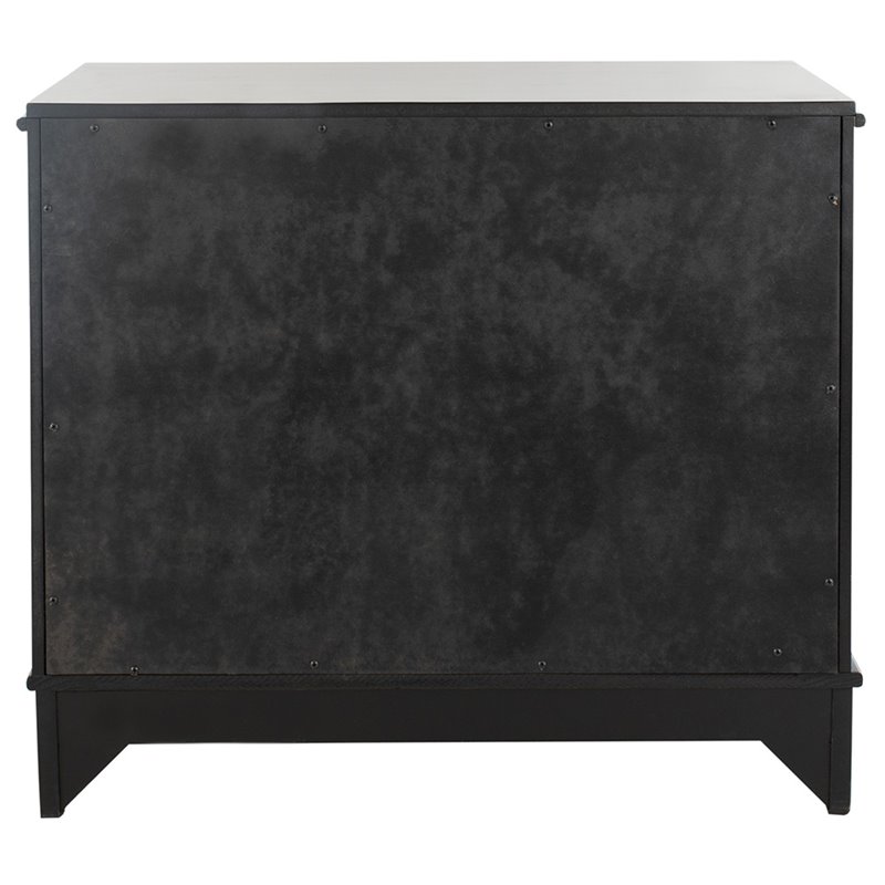 Safavieh Hannon 3-Drawers Wood Bedroom Nightstand in Black/Brass