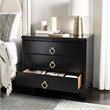 Safavieh Hannon 3-Drawers Wood Bedroom Nightstand in Black/Brass