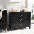 Safavieh Hannon 3-Drawers Wood Bedroom Nightstand in Black/Brass
