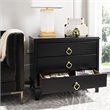 Safavieh Hannon 3-Drawers Wood Bedroom Nightstand in Black/Brass