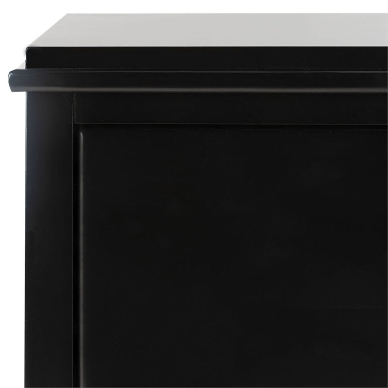 Safavieh Hannon 3-Drawers Wood Bedroom Nightstand in Black/Brass