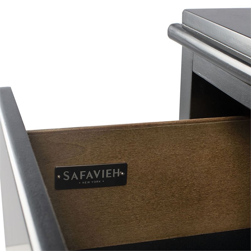 Safavieh Hannon 3-Drawers Wood Bedroom Nightstand in Black/Brass