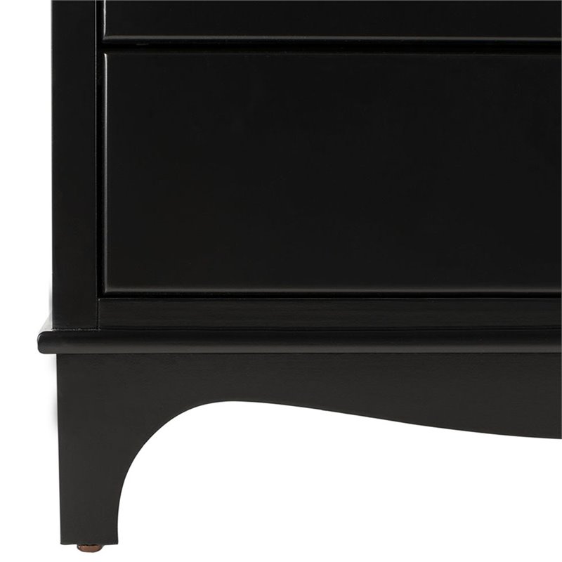 Safavieh Hannon 3-Drawers Wood Bedroom Nightstand in Black/Brass