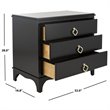 Safavieh Hannon 3-Drawers Wood Bedroom Nightstand in Black/Brass