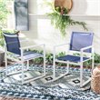 Safavieh Neval Stackable Patio Chair in Navy and White (Set of 2)