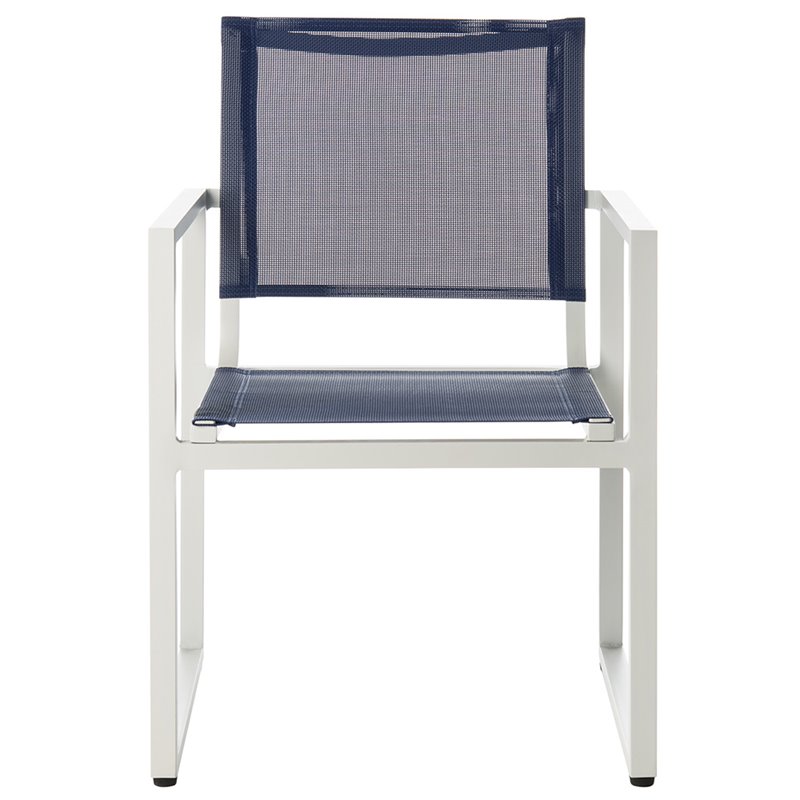 Safavieh Neval Stackable Patio Chair in Navy and White (Set of 2)