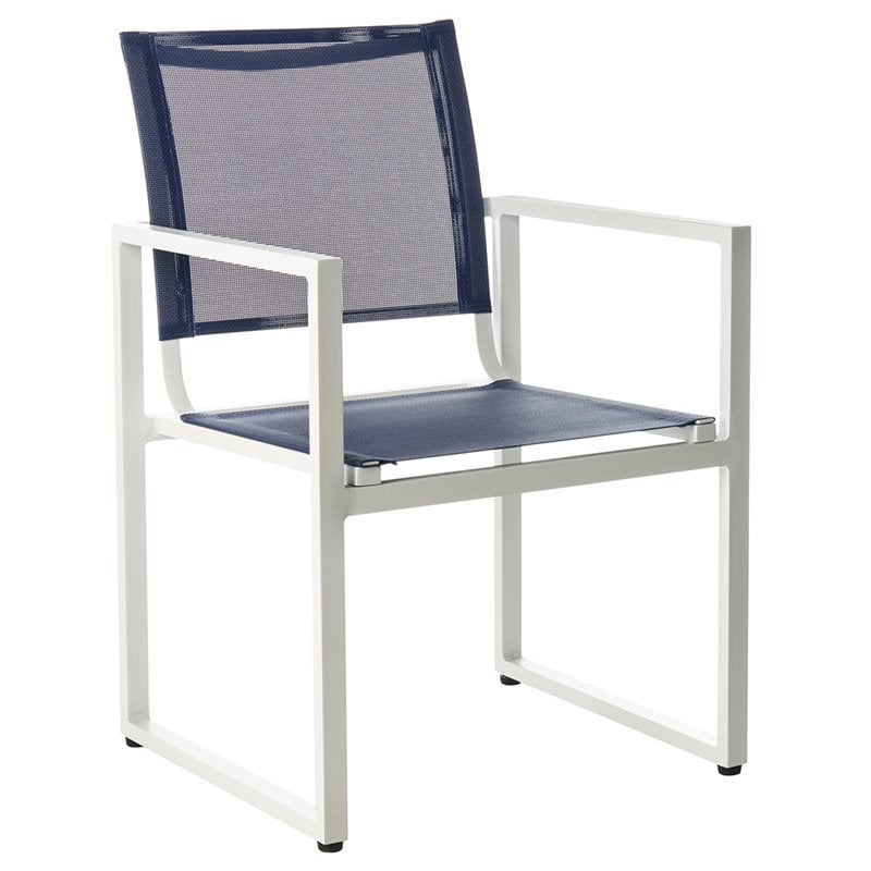 Safavieh Neval Stackable Patio Chair in Navy and White (Set of 2)