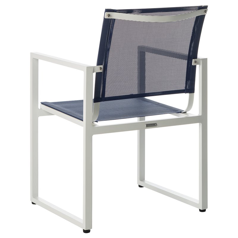 Safavieh Neval Stackable Patio Chair in Navy and White (Set of 2)