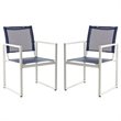 Safavieh Neval Stackable Patio Chair in Navy and White (Set of 2)