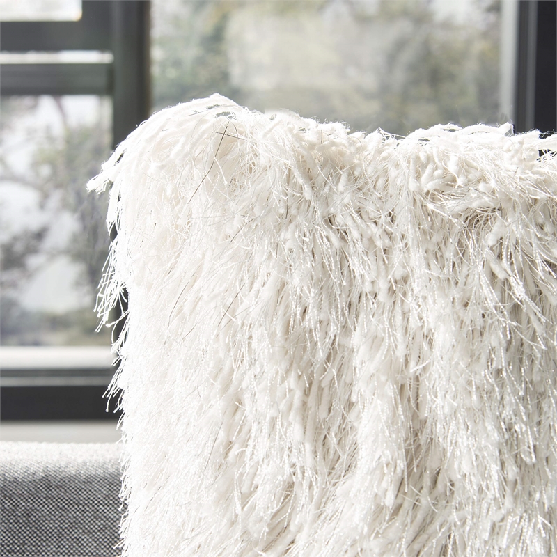 Safavieh Shag Throw Pillow in Metallic Snow