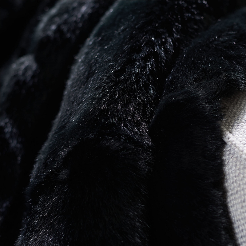 Safavieh Faux Mink Fur Throw Blanket in Onyx