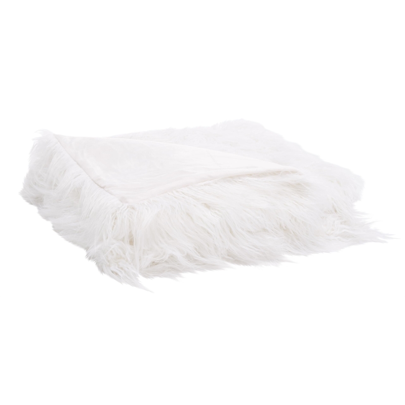 Safavieh Faux Cuddle Fur Throw Blanket in Snow White