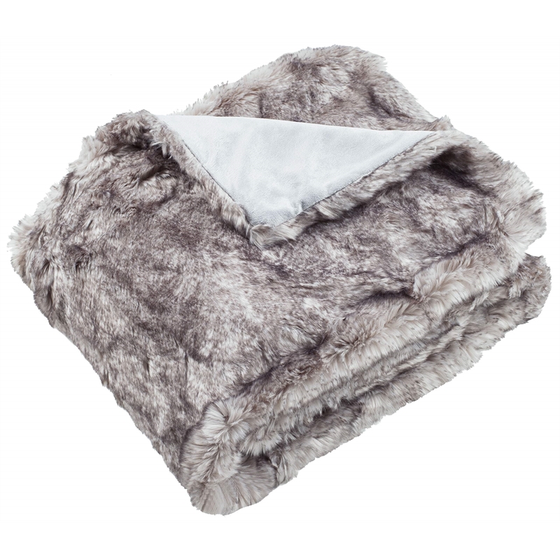 Safavieh Faux Chinchilla Fur Throw Blanket in Gray