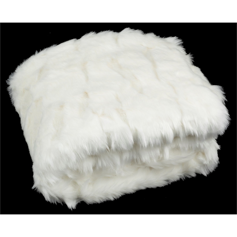 Safavieh Textured Faux Fur Throw Blanket in Snow White