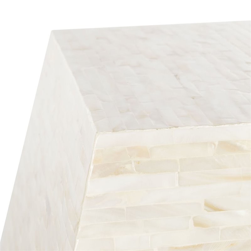 Safavieh Lea Accent End Table in Light Beige and Gold