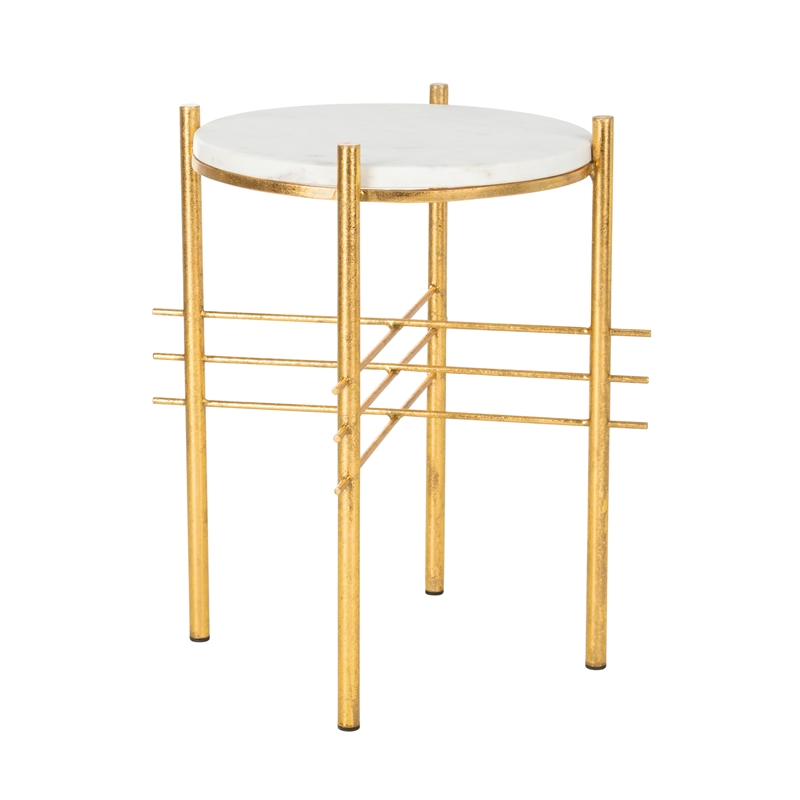 Safavieh Jenesis Round Marble and Iron Accent Table in White / Gold