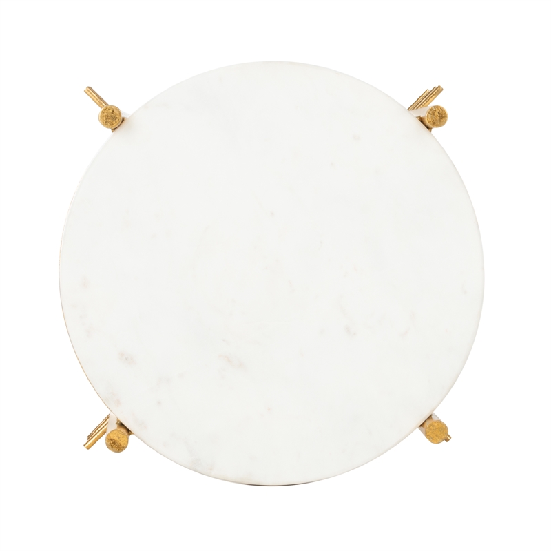 Safavieh Jenesis Round Marble and Iron Accent Table in White / Gold