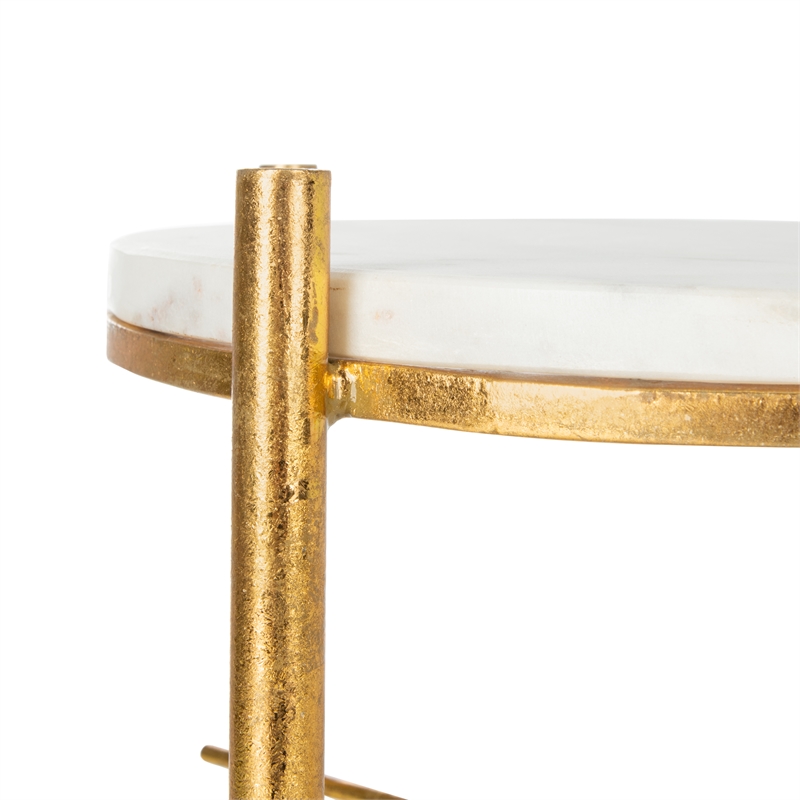 Safavieh Jenesis Round Marble and Iron Accent Table in White / Gold