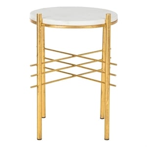 Safavieh Jenesis Round Marble and Iron Accent Table in White / Gold