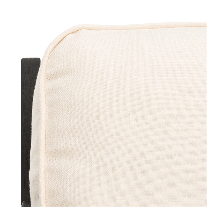 Safavieh Nico Mid Century Wood and Linen Accent Chair in White / Black