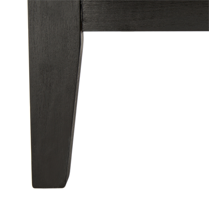 Safavieh Nico Mid Century Wood and Linen Accent Chair in White / Black