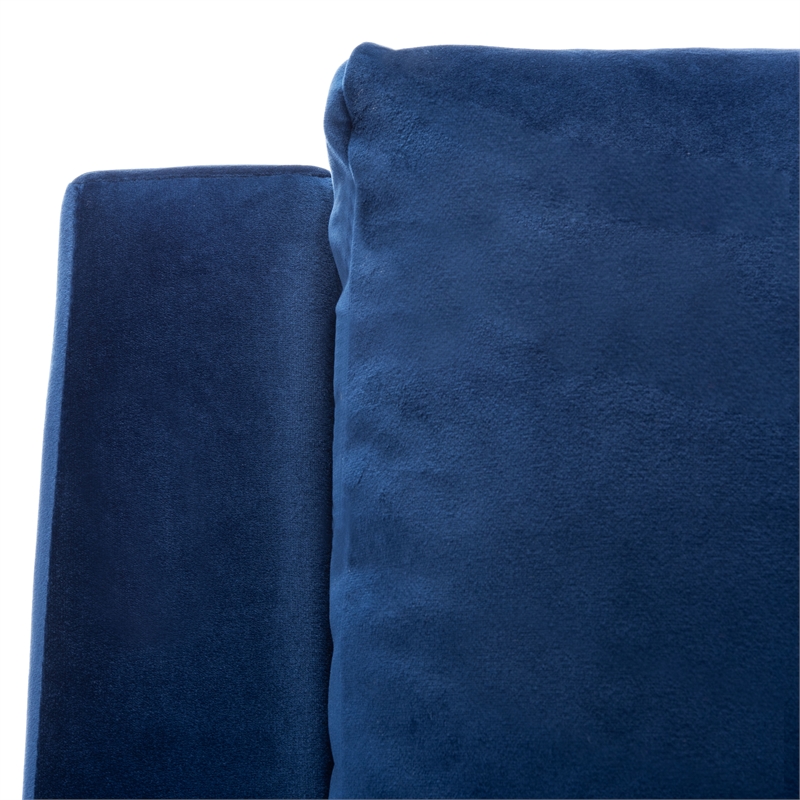 Safavieh Astrid Mid Century Wood and Polyester Velvet Arm Chair in Navy /Natural