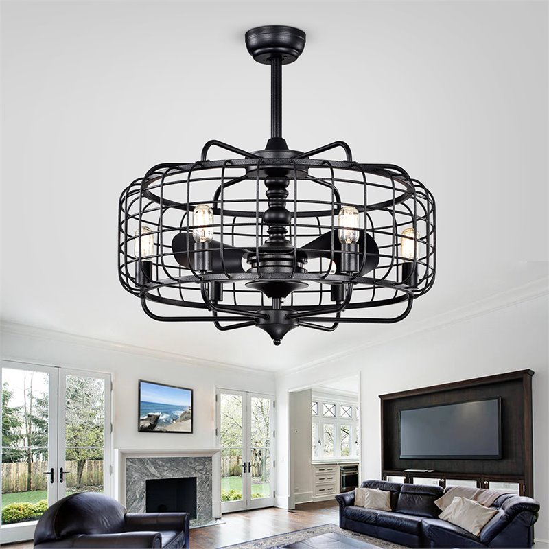 Safavieh Larsin Iron Ceiling Light Fan in Black