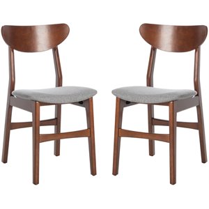 Safavieh Lucca Retro Wood and Polyester Dining Chair in Walnut / Gray